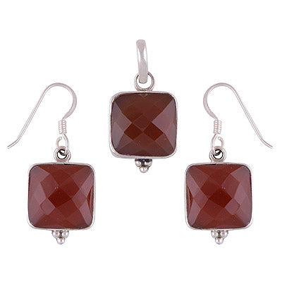 925 Sterling Silver Carnelian Pendant Sets - R8200001-5