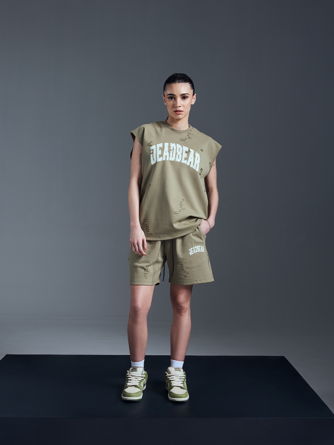 Distressed Olive Tank by DEADBEAR