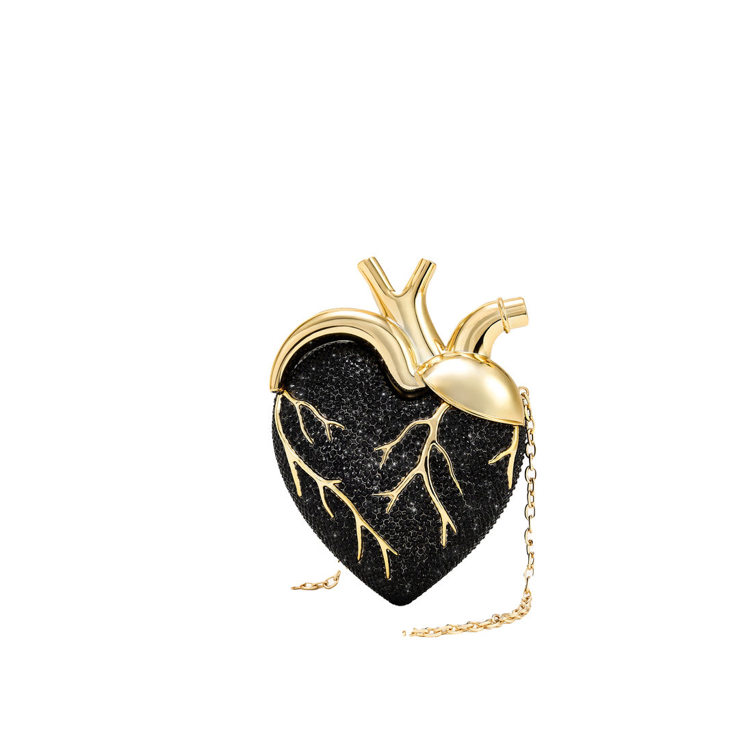 JW PEI Maren Artificial Crystal Heart Shaped Bag - Black Gold by JW PEI