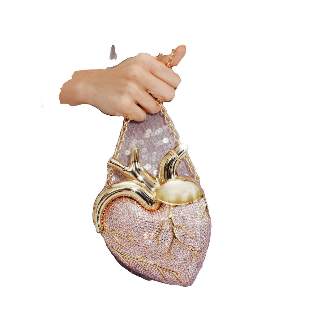 JW PEI Maren Artificial Crystal Heart Shaped Bag - Pink by JW PEI