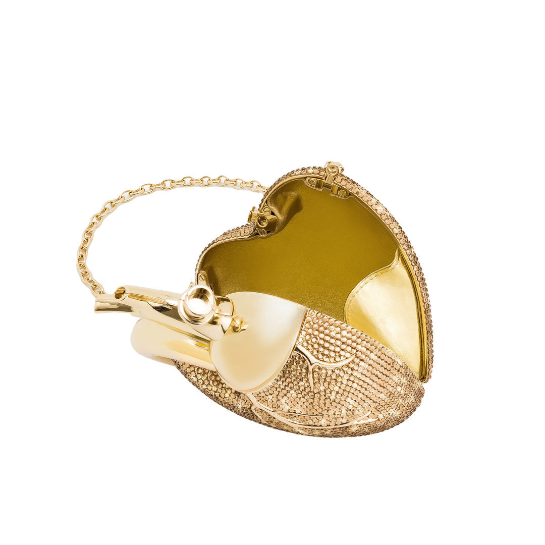 JW PEI Maren Artificial Crystal Heart Shaped Bag - Gold by JW PEI