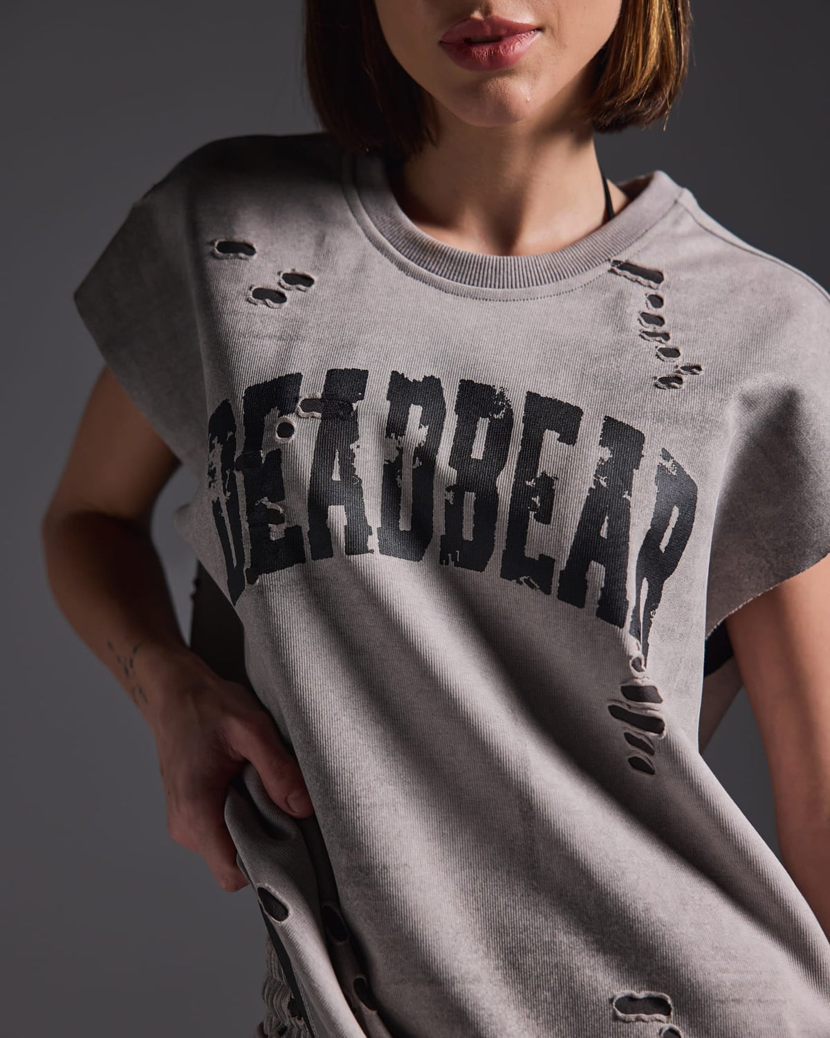 Distressed Washed Grey Tank by DEADBEAR