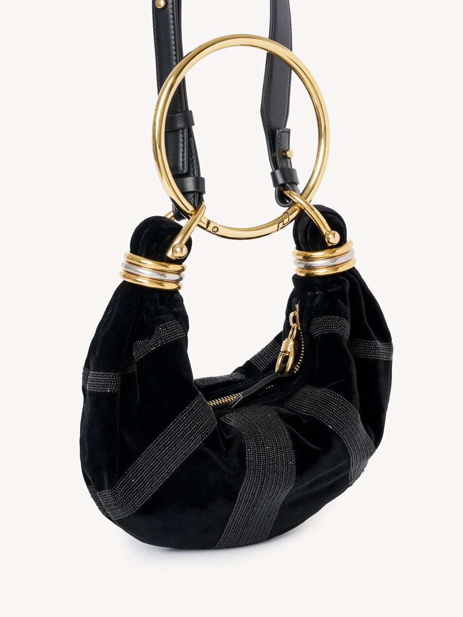 CHLOE Mini Bracelet Hobo bag in suede leather Black by CHLOE