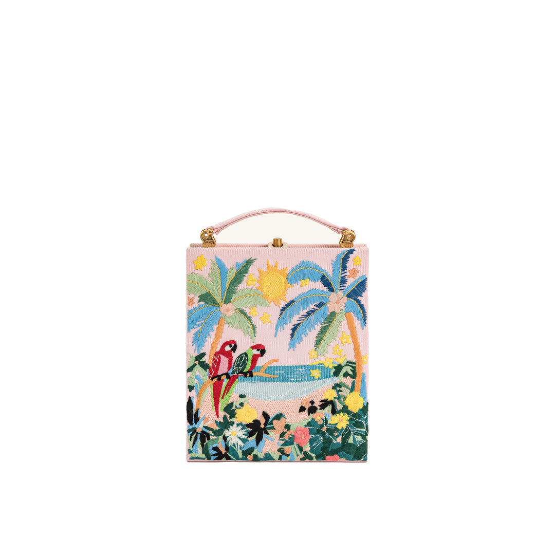JW PEI Taya Tropical Parrot Pattern Book Shape Clutch Bag - Pink by JW PEI