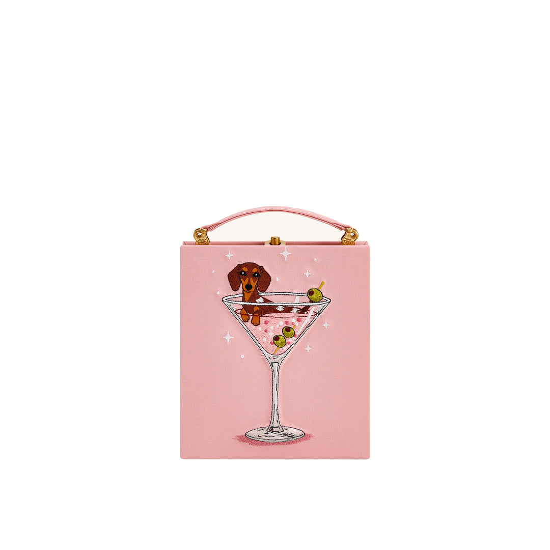 JW PEI Taya Wine Glass Puppy Pattern Book Shape Clutch Bag - Pink by JW PEI
