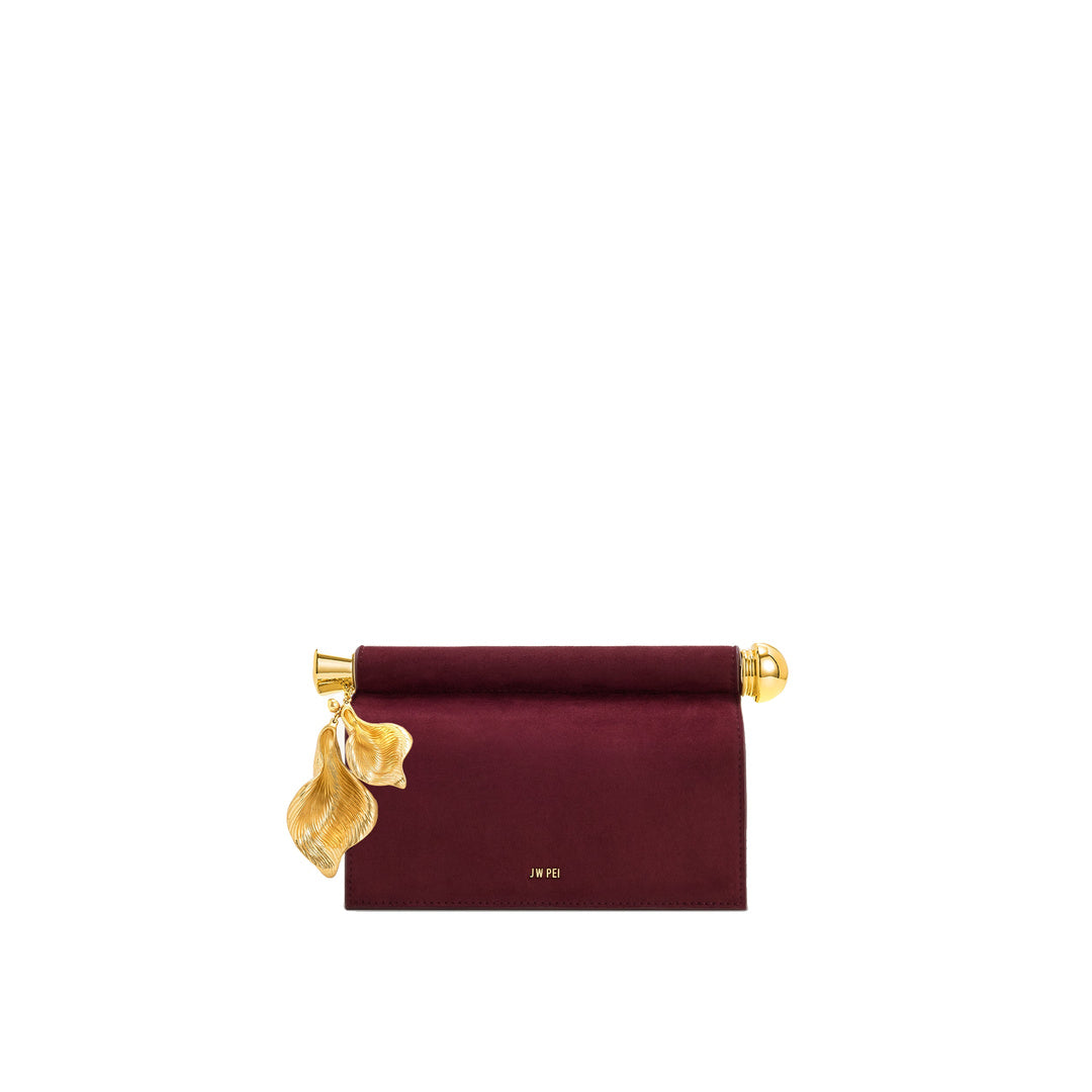 JW PEI Holly Faux Suede Metal Pendant Embellished Clutch - Reddish Brown by JW PEI
