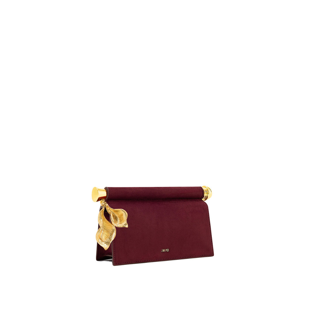 JW PEI Holly Faux Suede Metal Pendant Embellished Clutch - Reddish Brown by JW PEI
