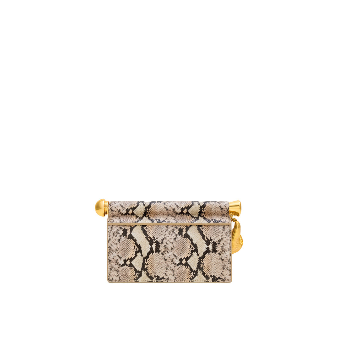 JW PEI Holly Metal Pendant Embellished Snakeskin Clutch - Apricot by JW PEI