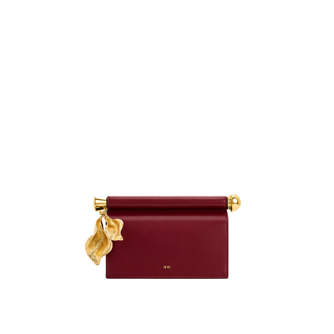 JW PEI Holly Metal Pendant Embellished Clutch - Claret by JW PEI