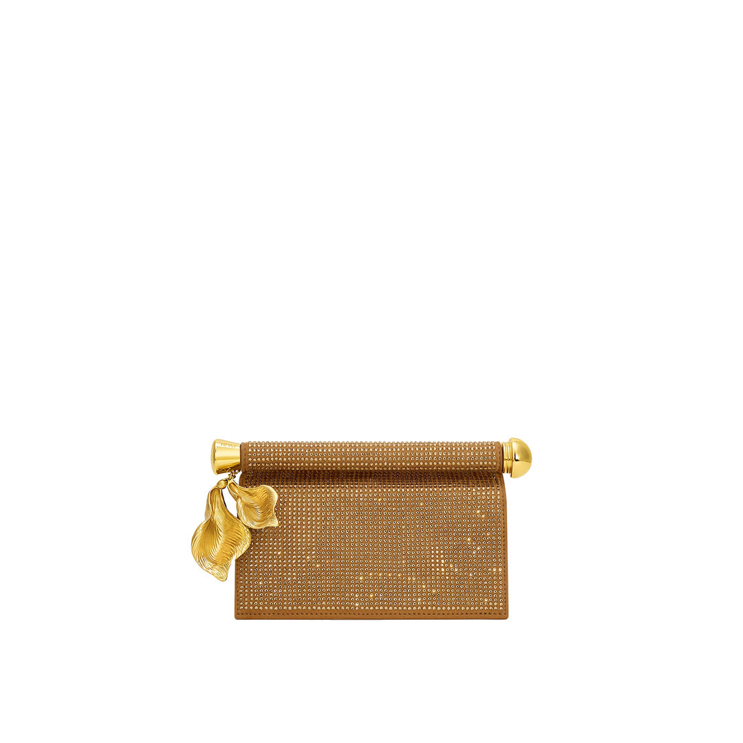 JW PEI Holly Artificial Crystal Metal Pendant Embellished Clutch - Champagne by JW PEI