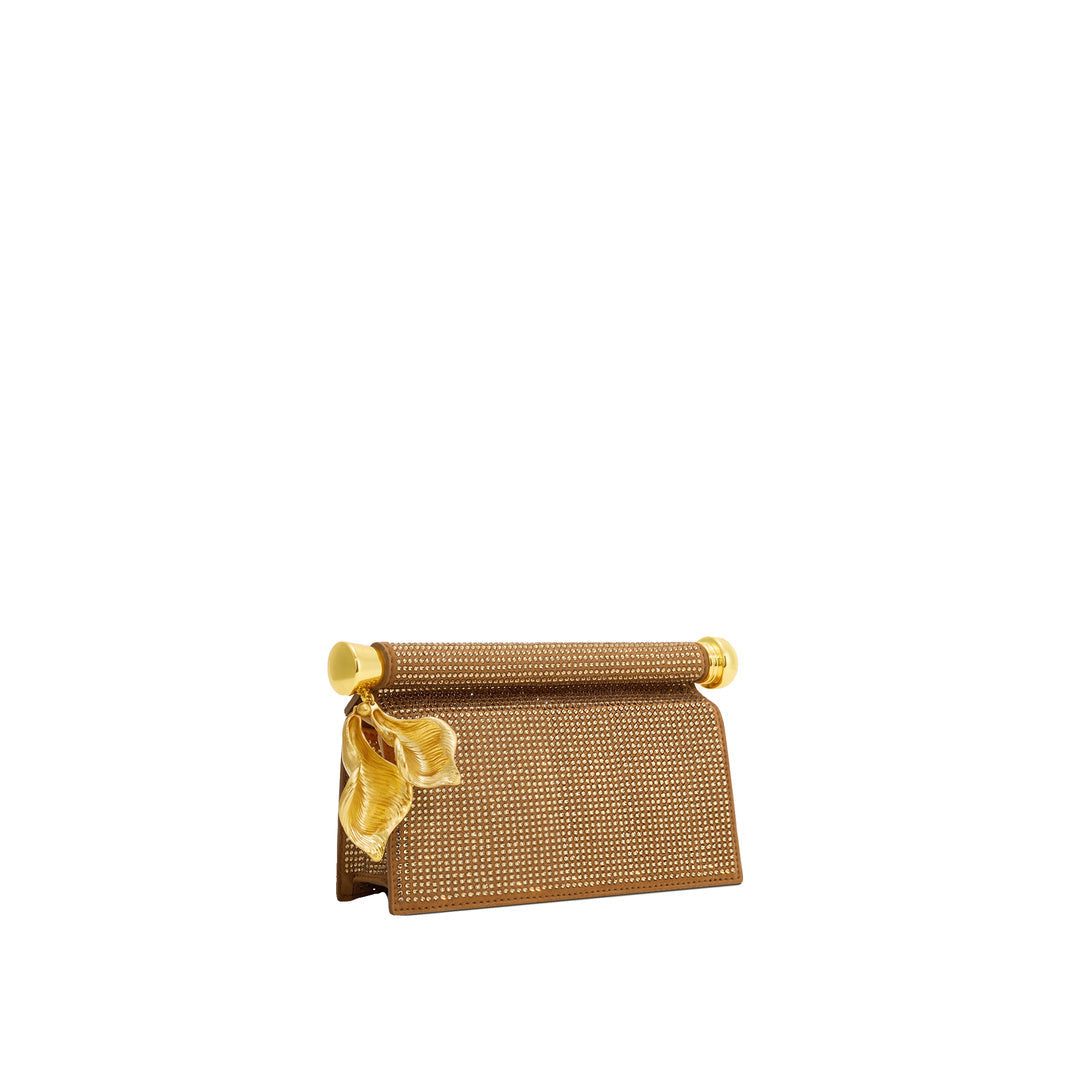 JW PEI Holly Artificial Crystal Metal Pendant Embellished Clutch - Champagne by JW PEI