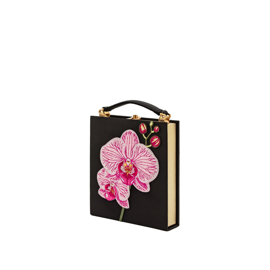 JW PEI Taya Orchid Motif  Book Shape Clutch Bag - Black by JW PEI