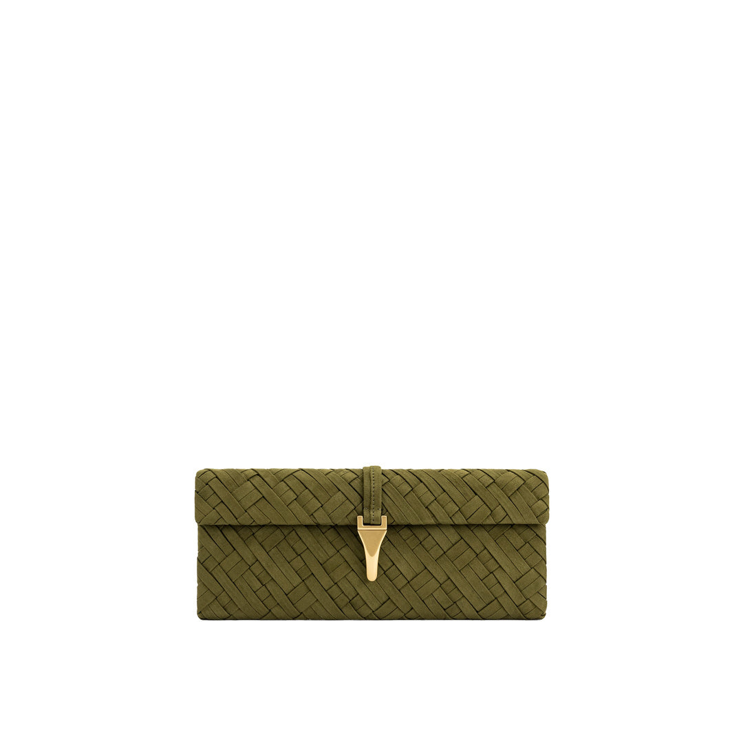JW PEI Zaria Woven Clutch - Dark Olive by JW PEI