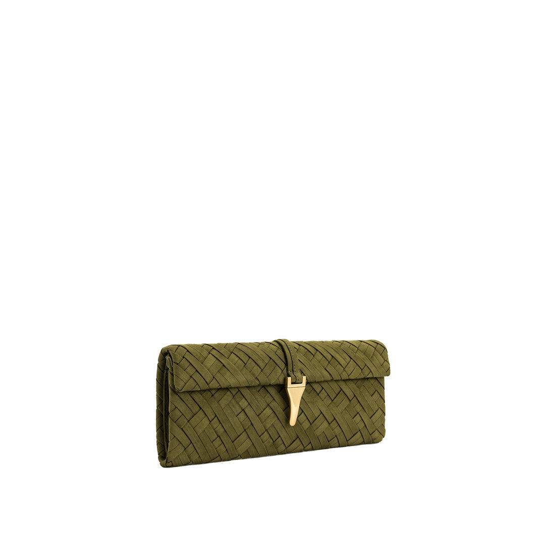 JW PEI Zaria Woven Clutch - Dark Olive by JW PEI
