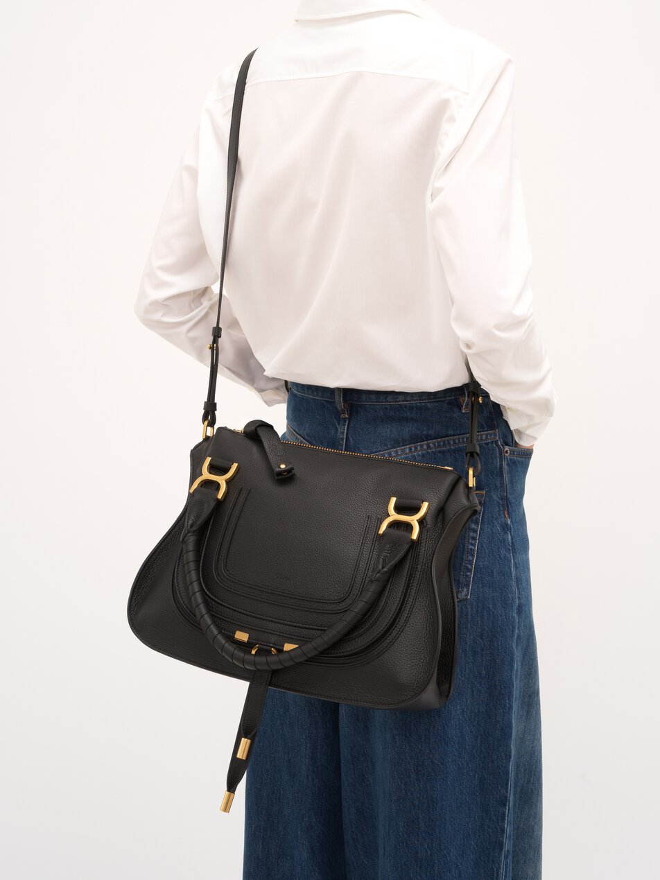 CHLOE Marcie bag in grained leather Black by CHLOE