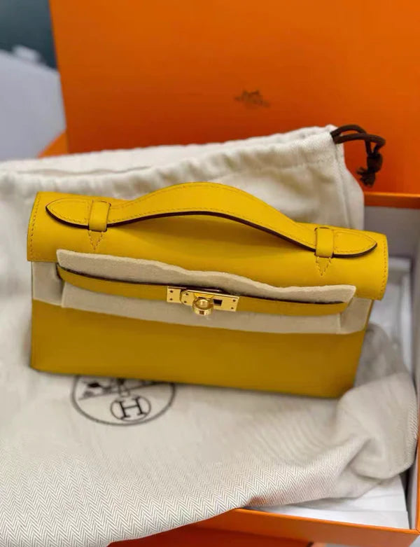 Hermès Kelly Pochette – Jaune Ambre Swift Leather with Gold Hardware