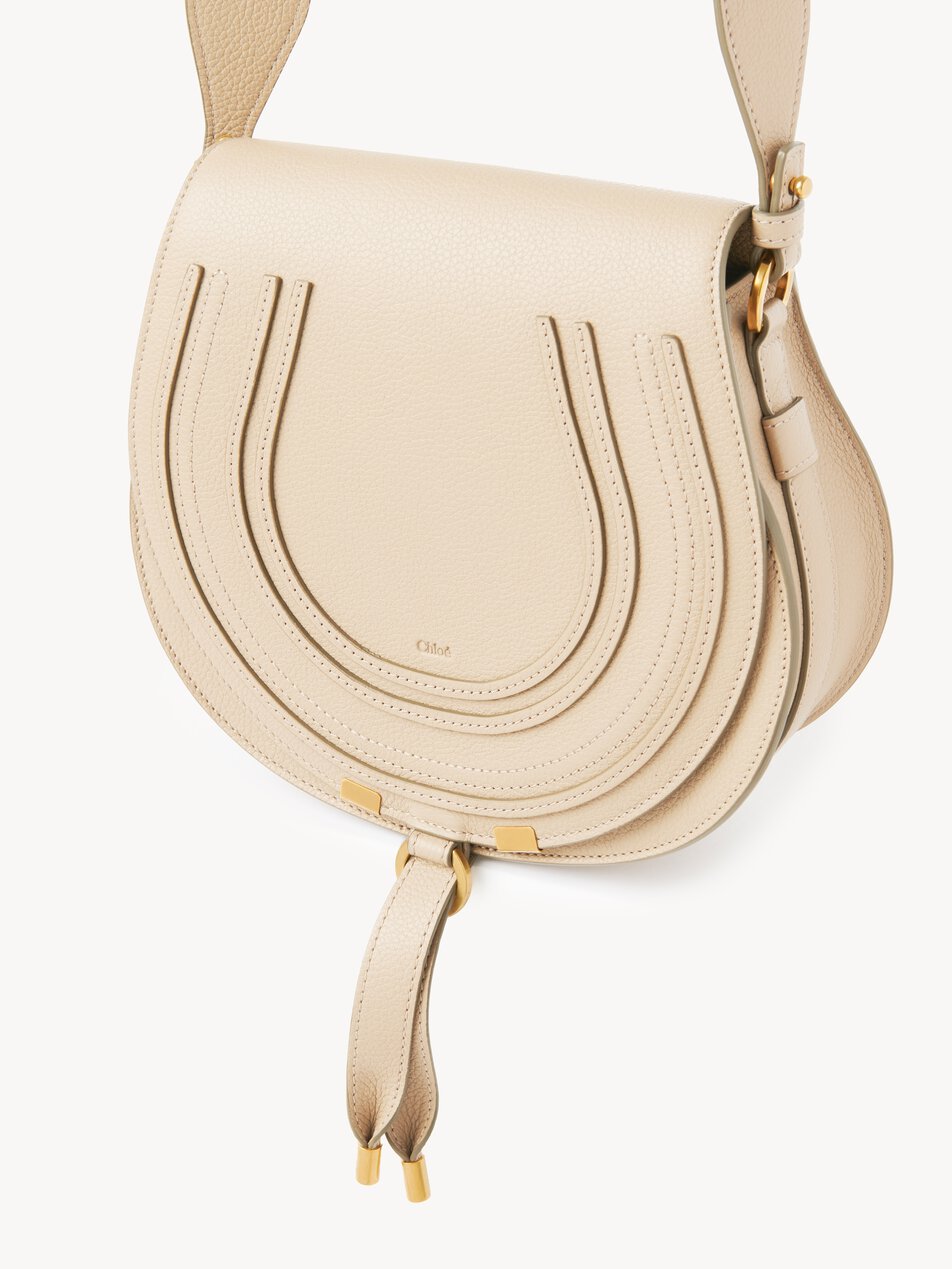 CHLOE Marcie saddle bag in grained leather Sweet Beige by CHLOE