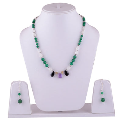 925 Sterling Silver Rainbow Moonstone, Amethyst, Lemon Topaz, Green Onyx, Black Onyx Jewellery Set - R5000121-2