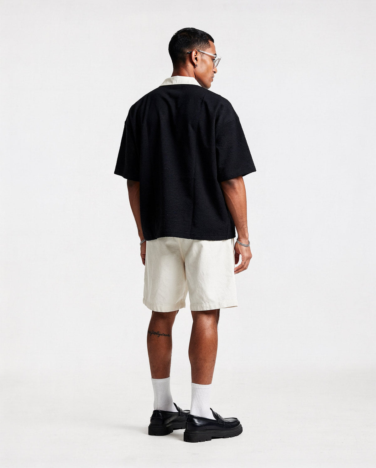 Angela Waffleknit Polo Tshirt - Black by RECNSTRCT