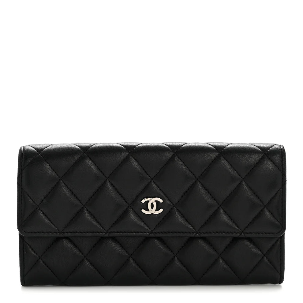 Chanel Lambskin Quilted Large Flap Wallet – Black
