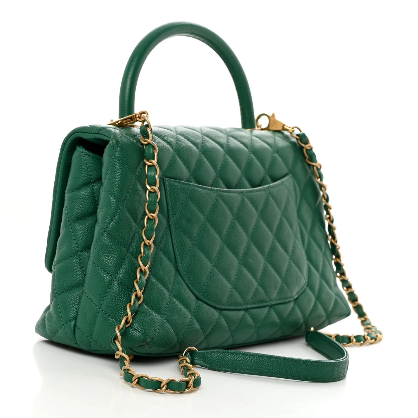 Chanel Caviar Quilted Small Coco Handle Flap – Green
