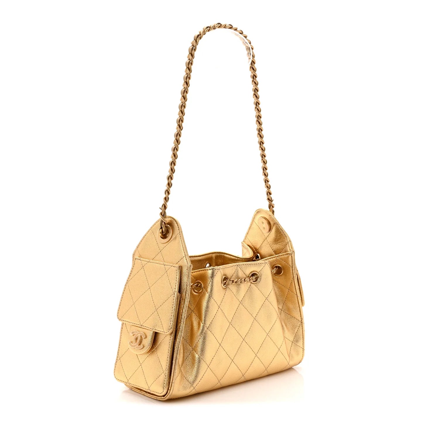 Chanel Metallic Caviar Quilted Mini 25 Handbag – Gold