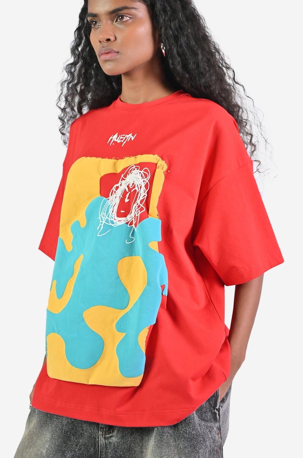 Doodle man t-shirt - Red by HUEMN