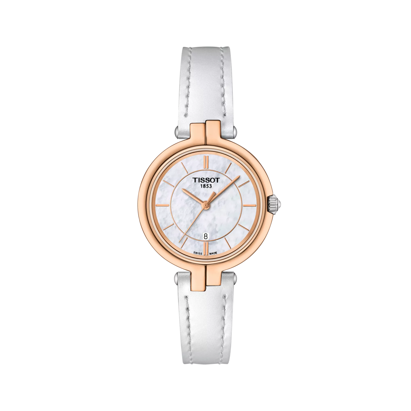 Women’s Tissot Flamingo 30mm T094.210.26.111.01 Quartz White Mother-of-Pearl Dial Rose Gold Watch - Zeuskicks