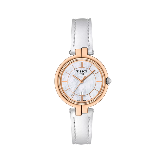 Women’s Tissot Flamingo 30mm T094.210.26.111.01 Quartz White Mother-of-Pearl Dial Rose Gold Watch - Zeuskicks