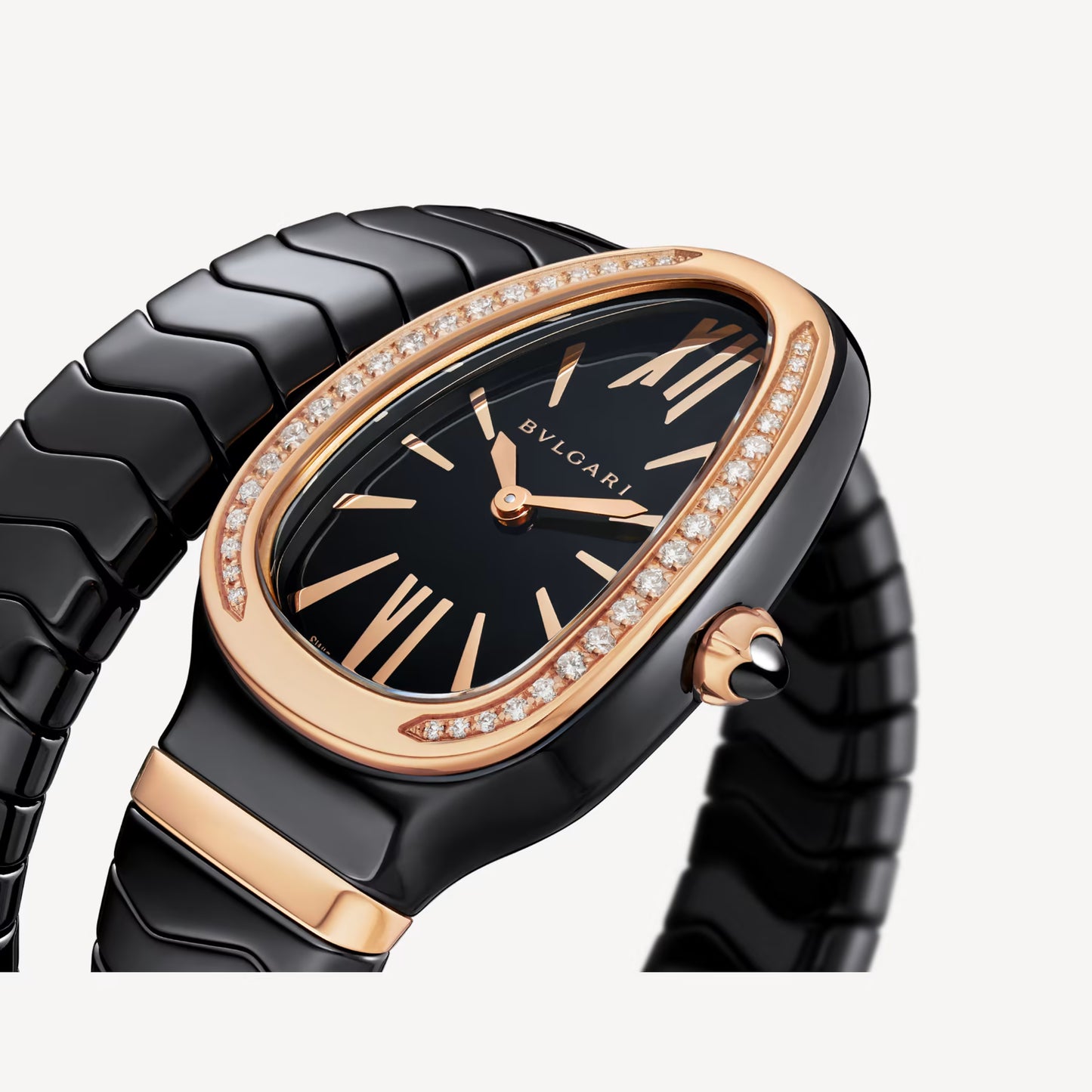 Serpenti Spiga Black Ceramic & Rose Gold Diamond Watch