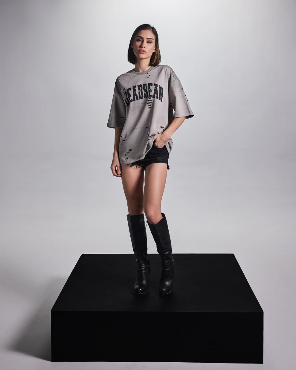 Distressed Washed Grey Tee by DEADBEAR