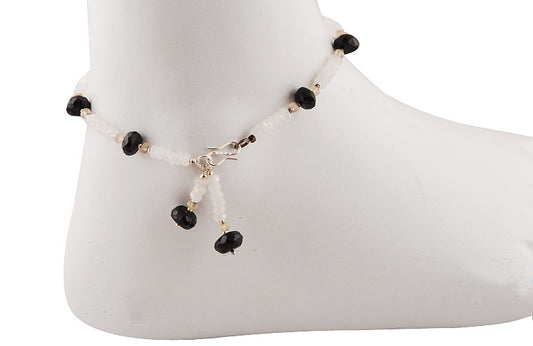 925 STERLING SILVER Rainbow Moonstone, BLACK ONYX, CITRINE ANKLET - R6400003-13