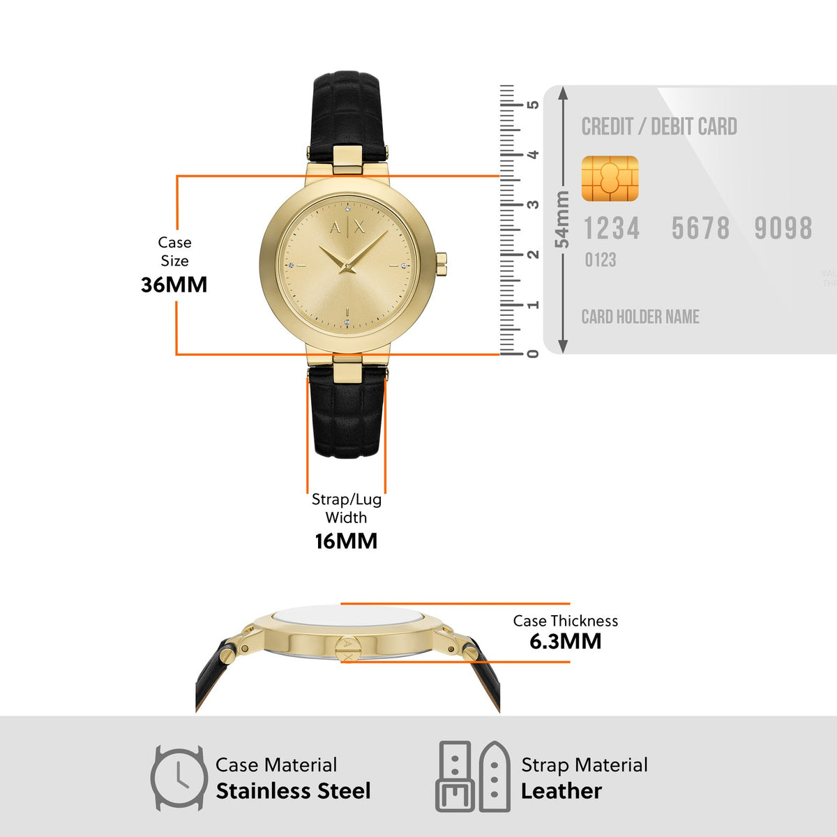 Armani Exchange AX5174I Women's analog watch with gold dial