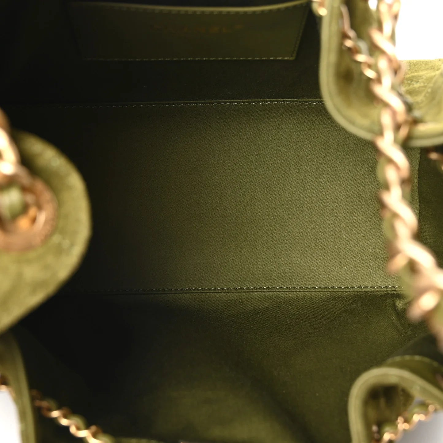 Chanel Small 25 Handbag – Suede Quilted, Khaki, Aged Gold Hardware