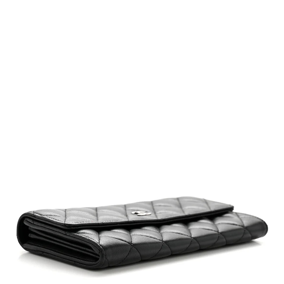 Chanel Lambskin Quilted Large Flap Wallet – Black