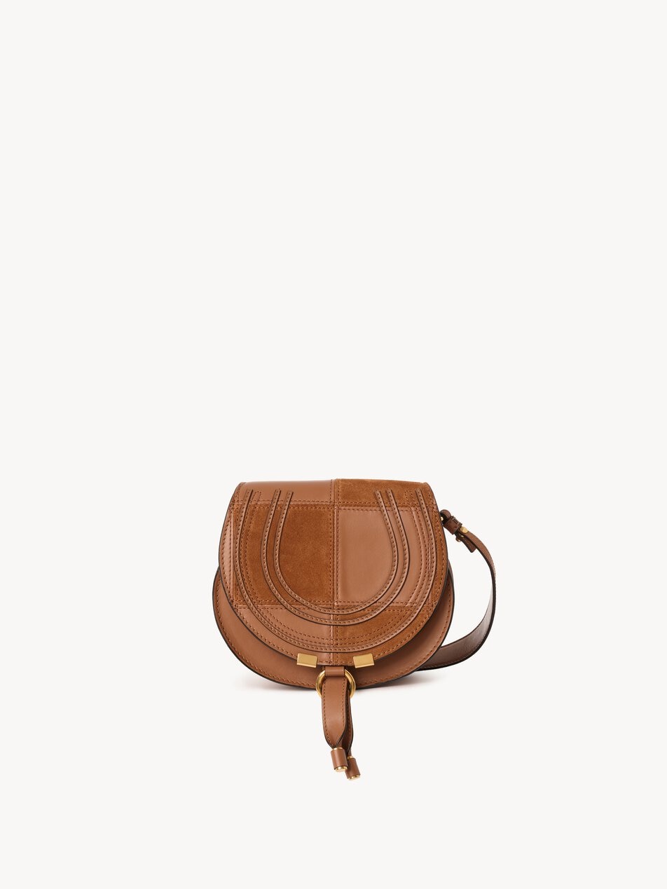 CHLOE Small Marcie saddle bag in grained & suede leather Dusty Tan by CHLOE