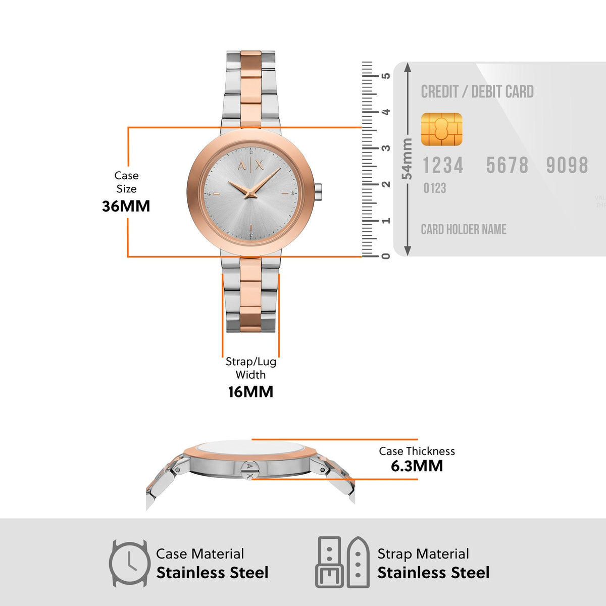 Armani Exchange AX5172I Women's analog watch with silver dial