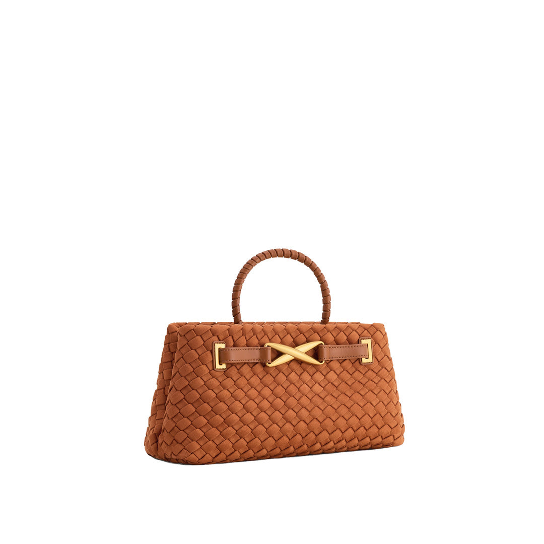 JW PEI Elora Faux Suede Woven Tote Bag - Brown by JW PEI