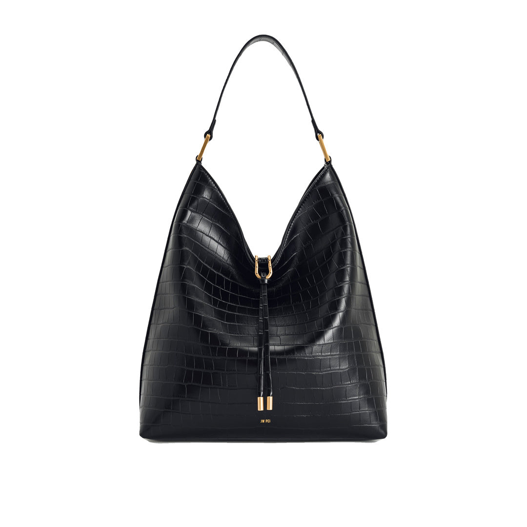 JW PEI Aria Shoulder Bag - Black Croc by JW PEI