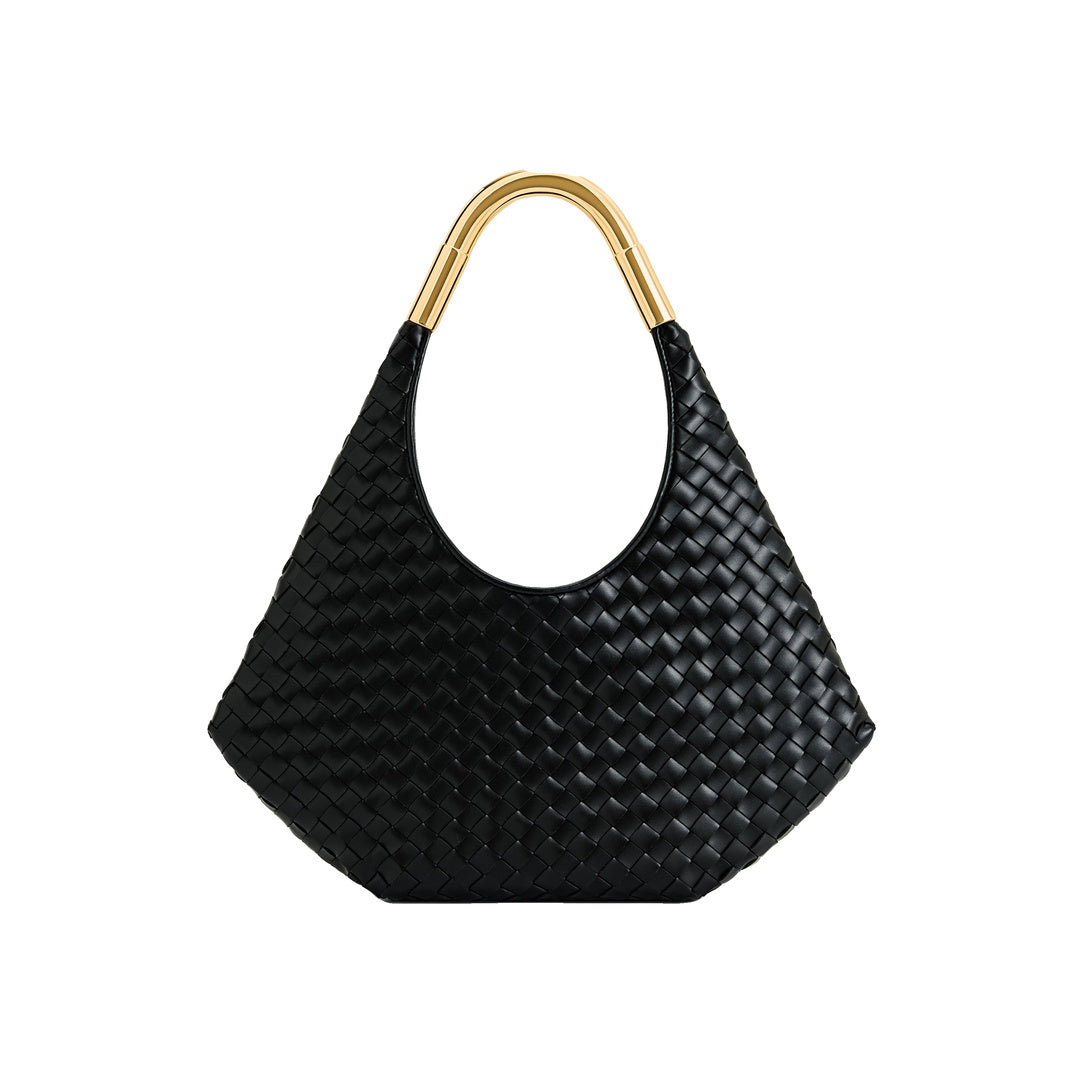 JW PEI Olivia Hand-Woven Metal Handle Hobo Bag - Black by JW PEI