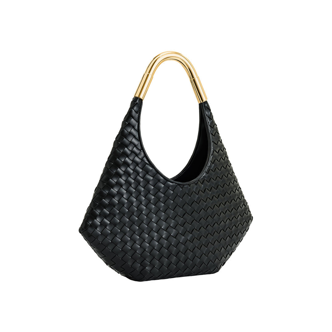 JW PEI Olivia Hand-Woven Metal Handle Hobo Bag - Black by JW PEI