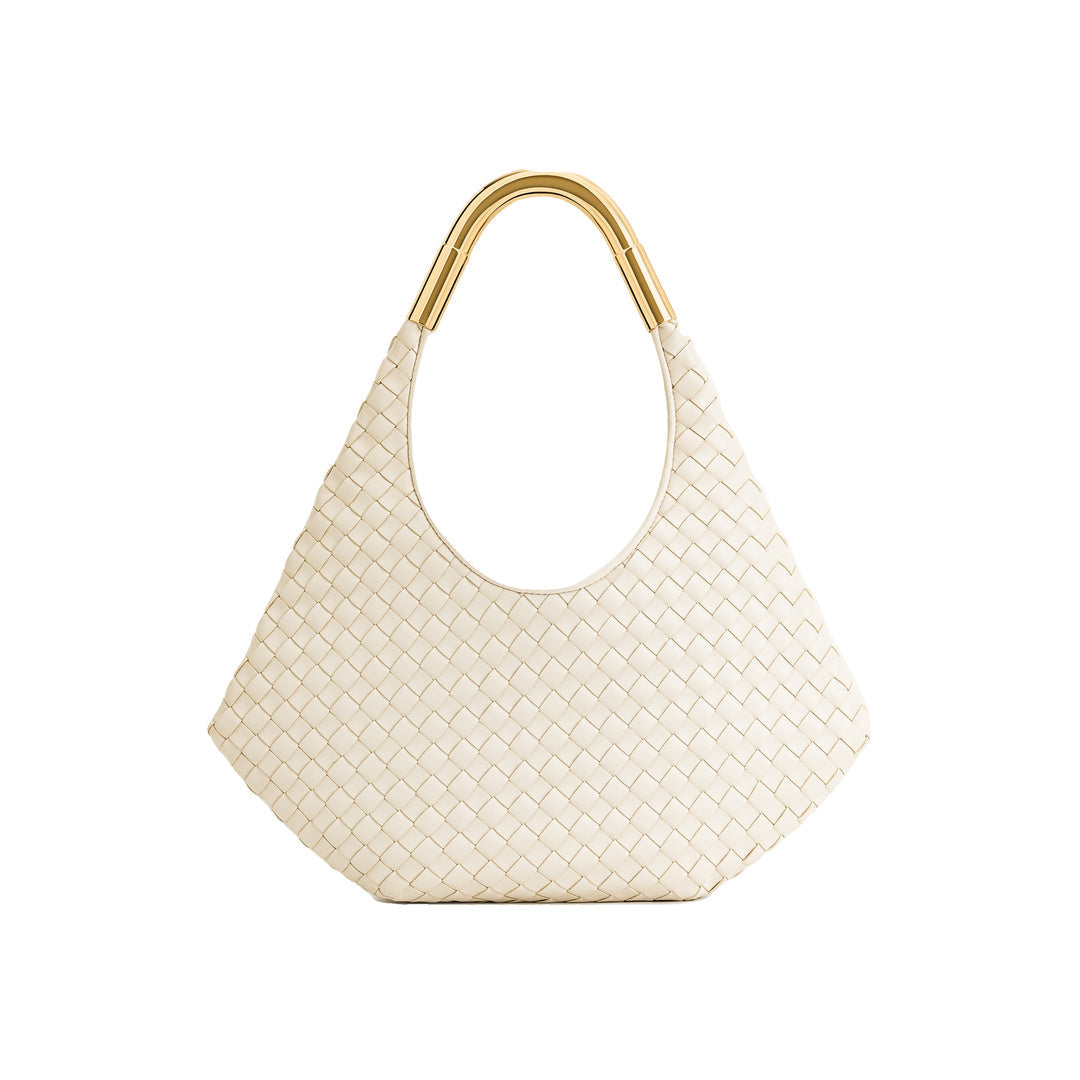 JW PEI Olivia Hand-Woven Metal Handle Hobo Bag - White by JW PEI