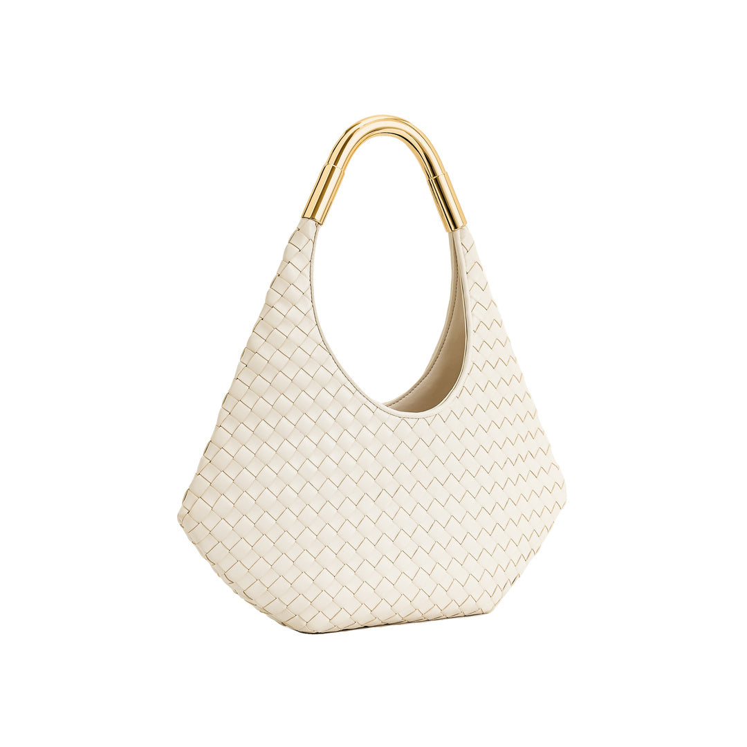 JW PEI Olivia Hand-Woven Metal Handle Hobo Bag - White by JW PEI