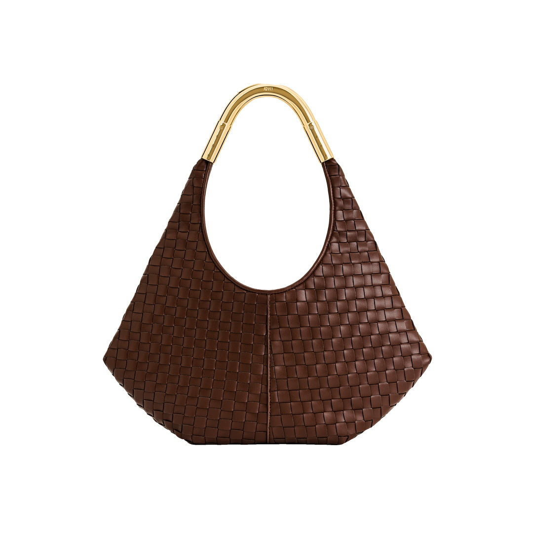 JW PEI Olivia Hand-Woven Metal Handle Hobo Bag - Brown by JW PEI