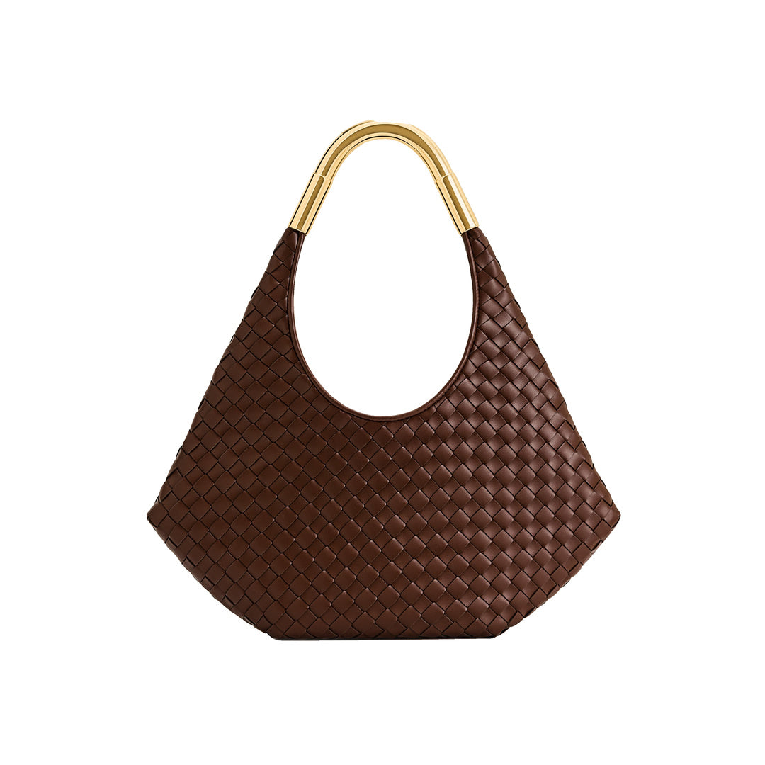 JW PEI Olivia Hand-Woven Metal Handle Hobo Bag - Brown by JW PEI