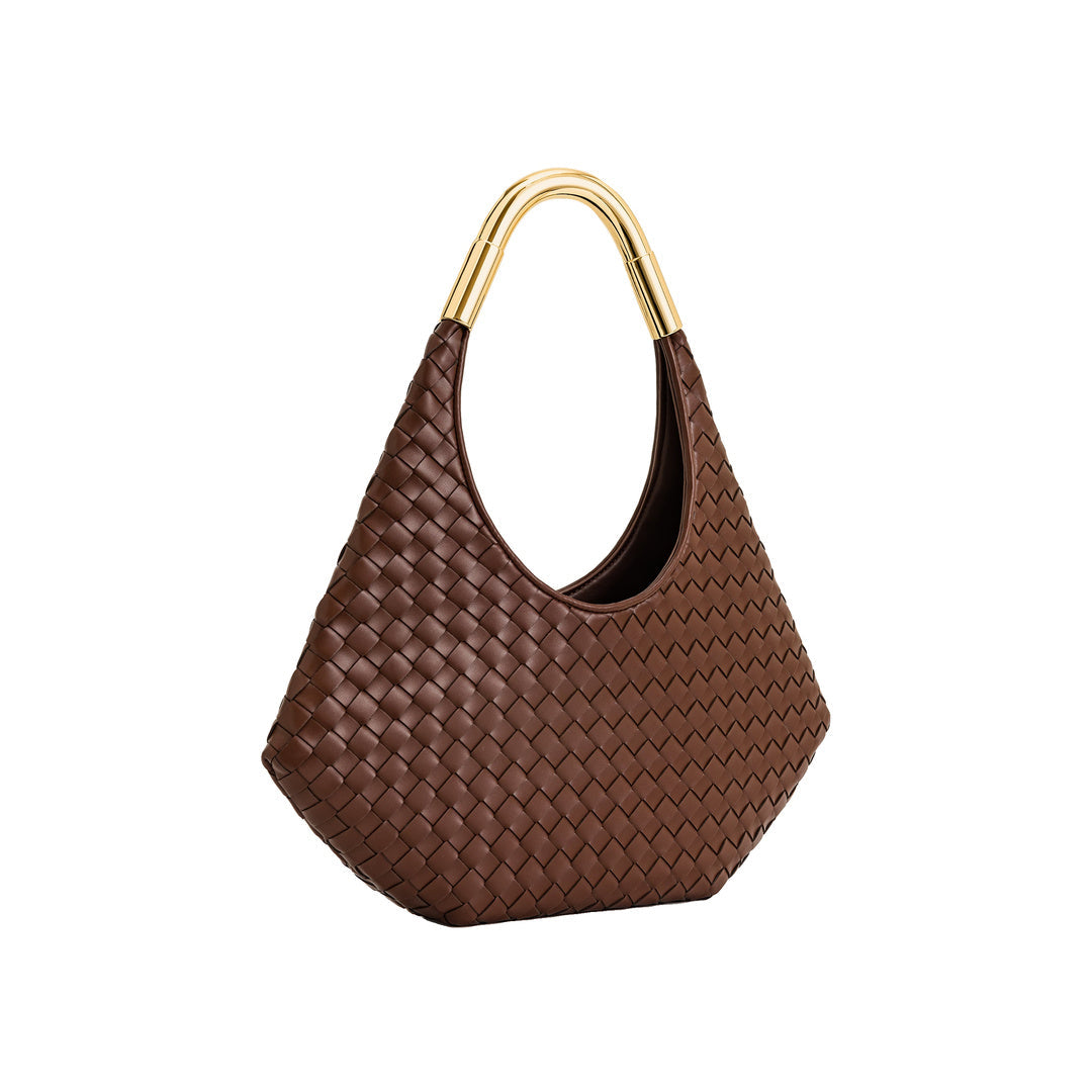 JW PEI Olivia Hand-Woven Metal Handle Hobo Bag - Brown by JW PEI