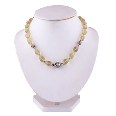 925 Sterling Silver Lemon Quartz Plain Gemstone Strings Necklace - R5700034-9