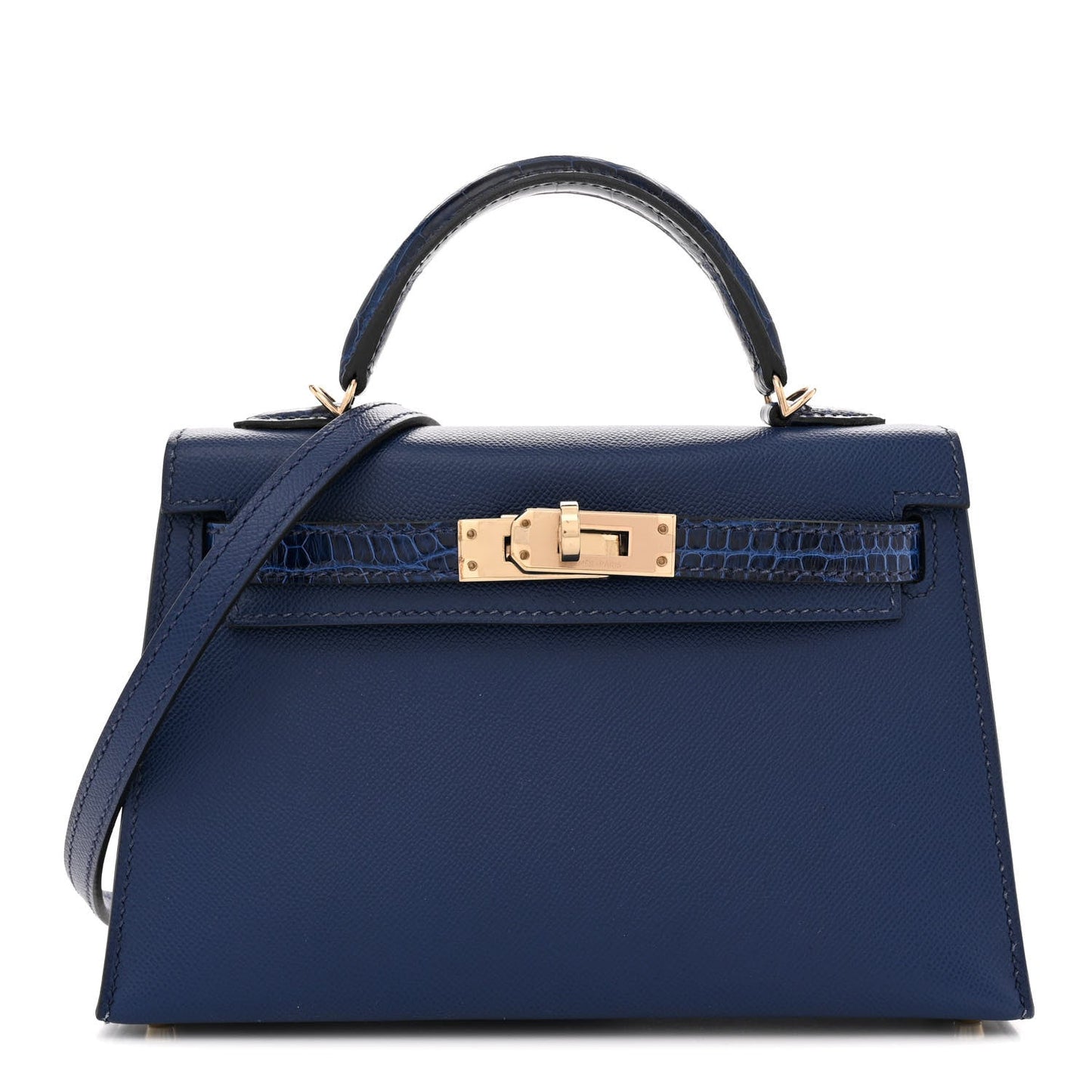 Hermès Mini Kelly Sellier Touch 20 – Bleu Encre Madame Calfskin & Shiny Alligator