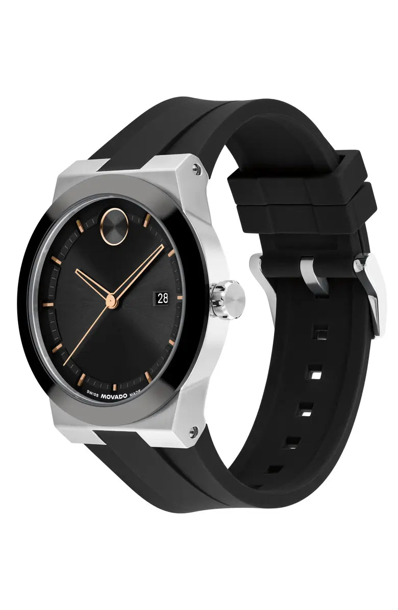 Men’s Movado Bold Fusion 42mm Quartz Watch 5911888 with Silicone Strap - Zeuskicks