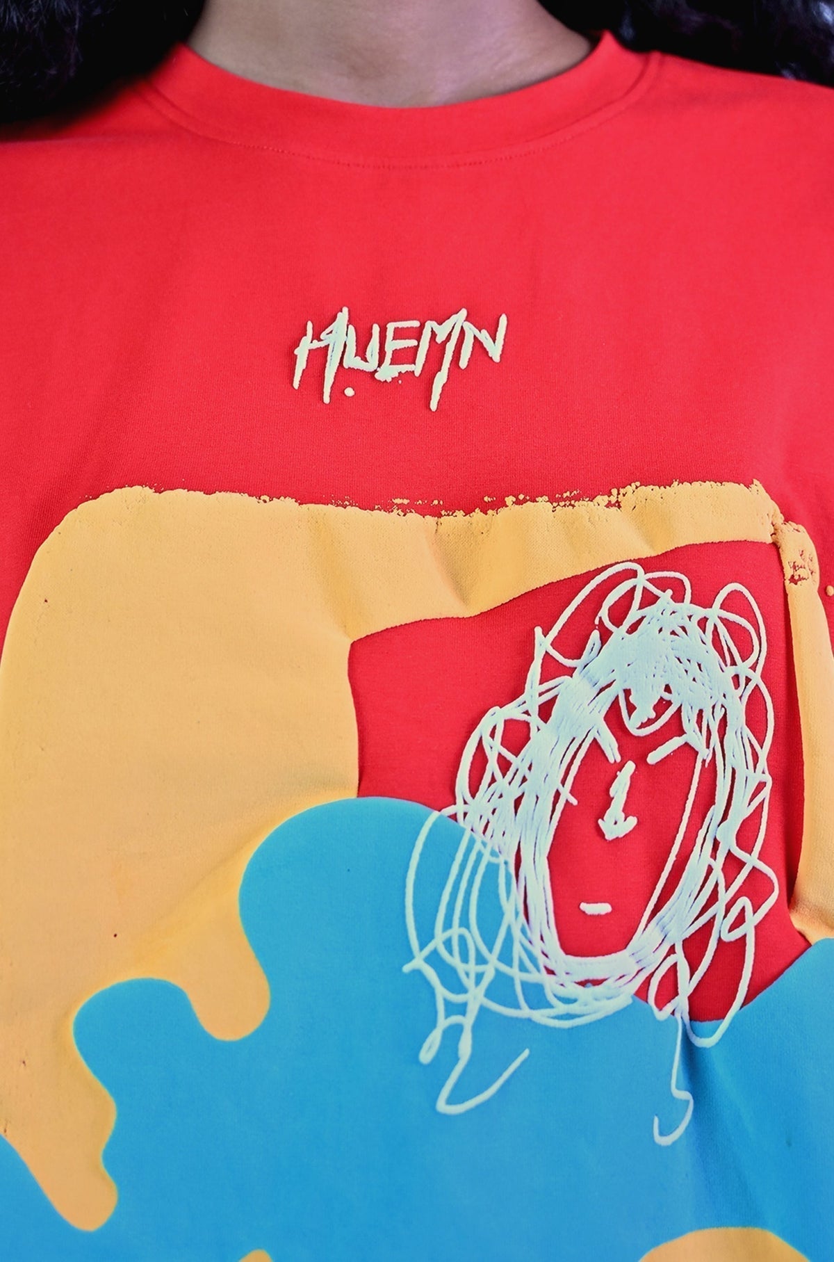 Doodle man t-shirt - Red by HUEMN